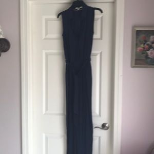 Navy jumpsuit.